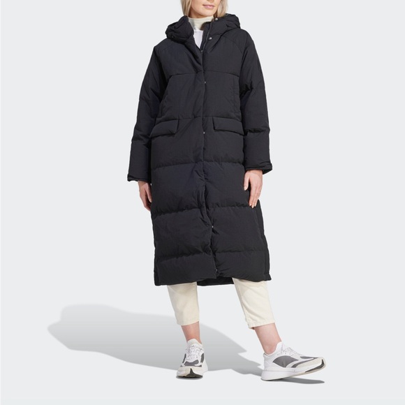 Adidas big baffle black down puffer parka coat size small - Picture 1 of 8